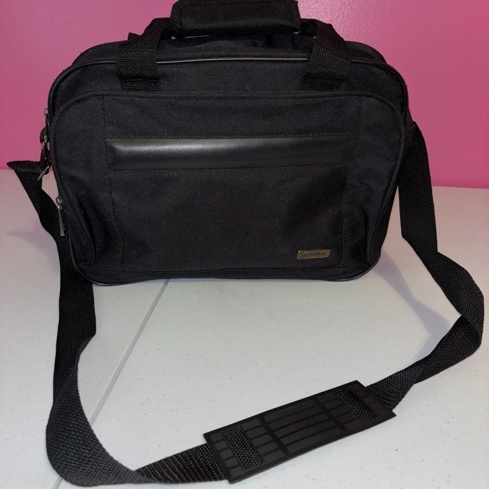 Black Laptop Bag with Adjustable Strap and Structured Design